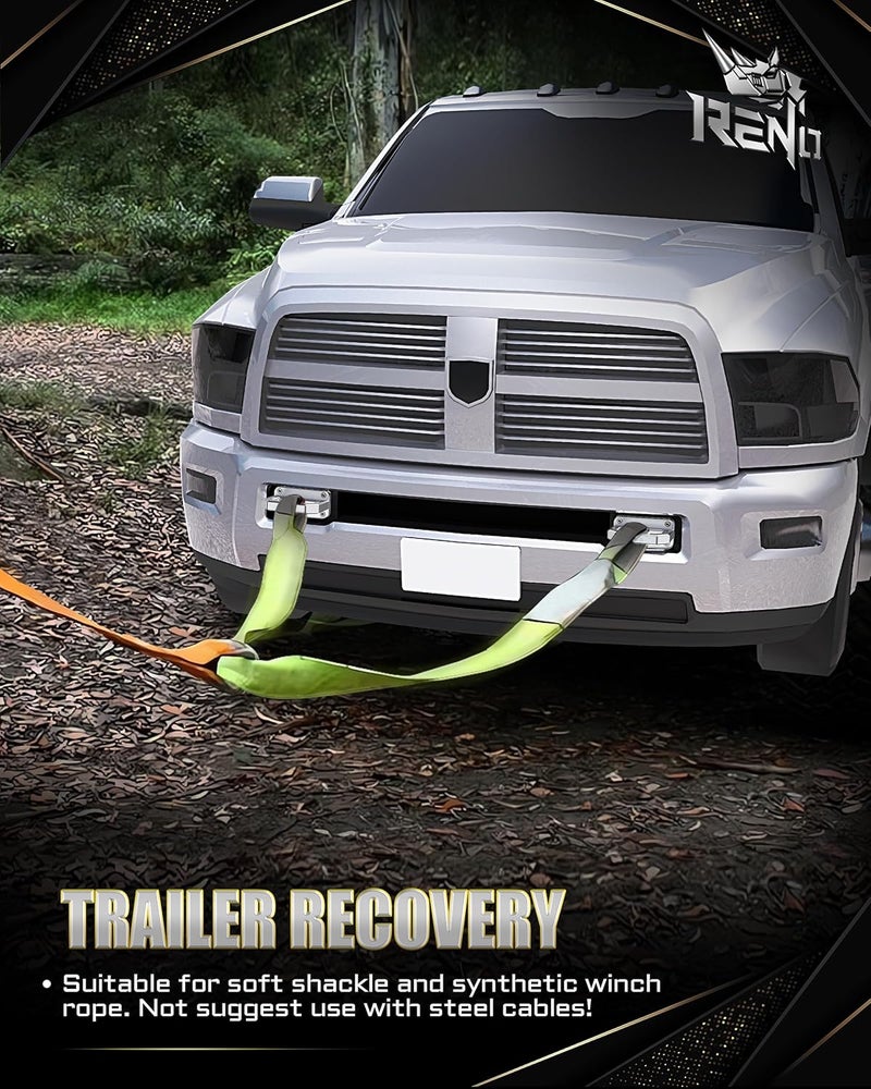 Reno Aluminum Front Tow Hooks, Heavy Duty Show Hook D-Ring Shackle Compatible with 2003-2018 Ram 2500 3500 2WD & 4WD Truck Recovery - Replace OEM 68171791AA, 52020587AB (2Pcs, Silvery) - Image 2